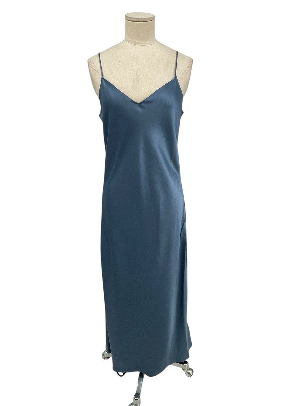 NWT Polo Ralph Lauren Satin Midi Slip Dress Bias Cut Blue Size 10